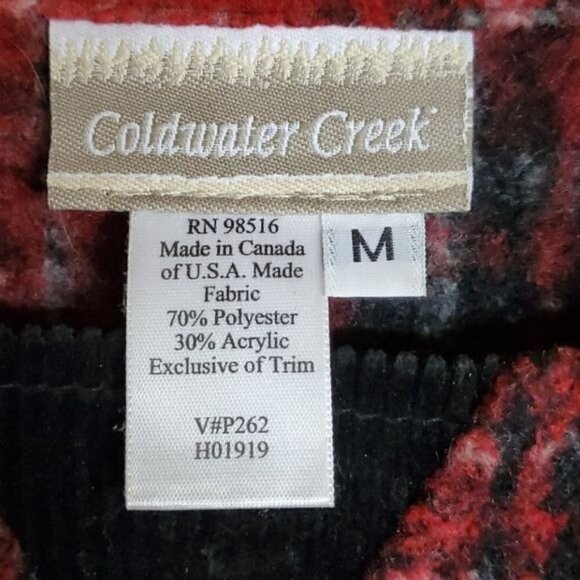Coldwater Creek Sz. M Red Plaid Heavy w/ elbow patches Pullover Sweater - Picture 2 of 7